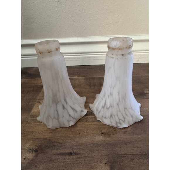 Tiffany Style Lily Pad Table 3 Lamps, 2 Frosted Art Glass Frosted Lily Shades - Picture 4 of 11